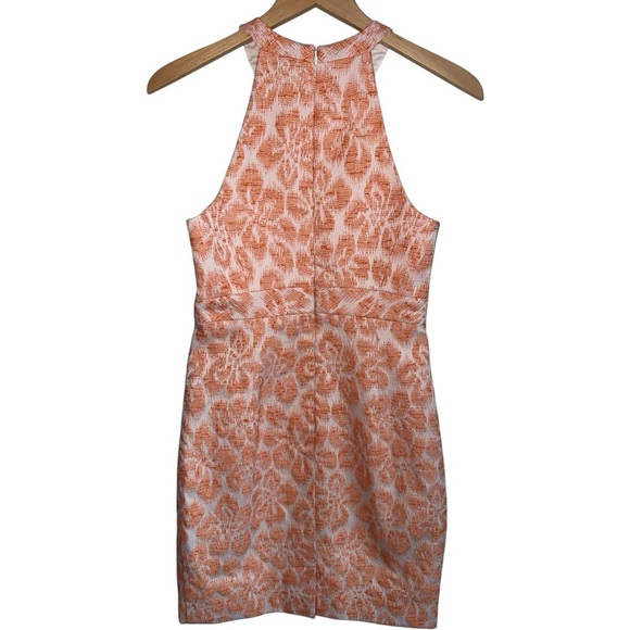 TRINA TURK Sunkissed Floral Jacquard Keyhole Sheath Dress m Orange White Mini 4 - Picture 2 of 8
